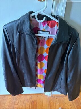 Wilsons Leather Women's Black Leather Jacket with Colorful Lining